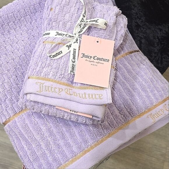 Juicy Couture Home Embroidered Signature Logo Towel Set- Lavender - Picture 4 of 7